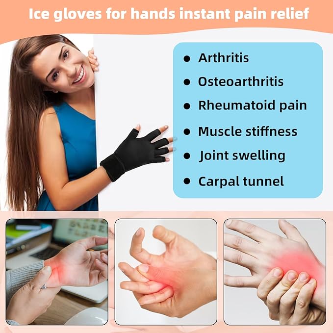 Hot & Cold Compress Glove Finger Wrist Sprain Swelling Cold Therapy Gloves Relief for Hands and Fingers in Cases of Stiff Joints