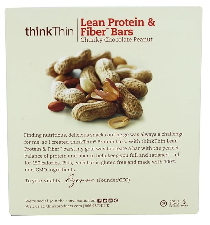 Think Products Thinkthin Bar - Lean Protein Fiber - Chocolate Peanut - 1.41 Oz - 1 Case