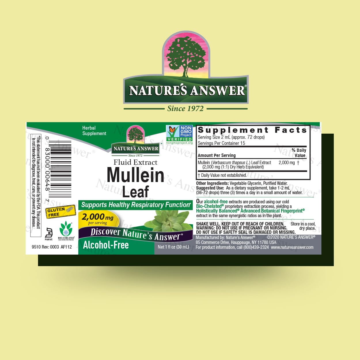 Nature's Answer - Mullein Leaf Alcohol Free - 1 Fl Oz