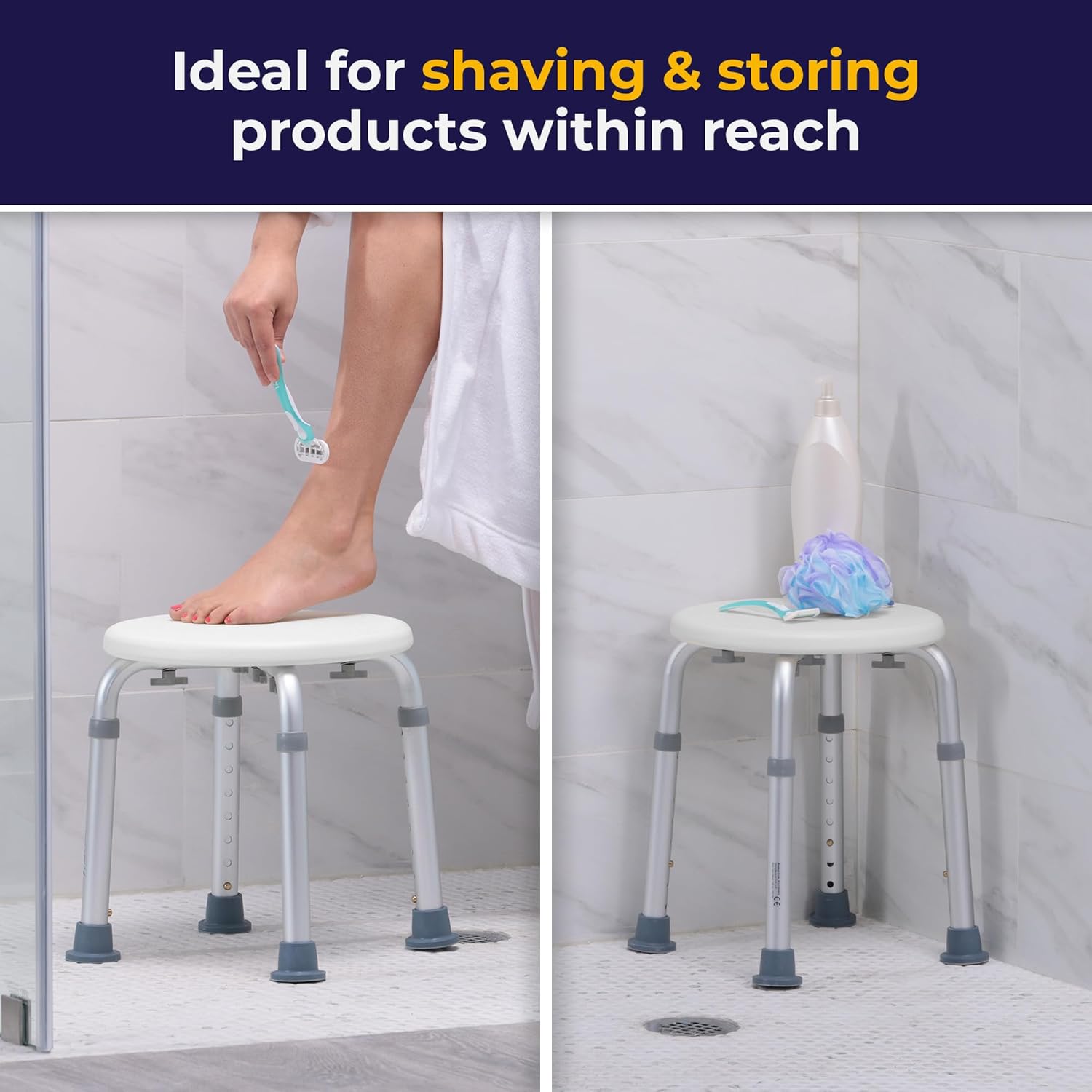 Bath Stool  - Round  White By Drive