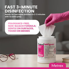CaviWipes Surface Disinfectant Premoistened Alcohol Based Manual Pull Wipe 160 Count Canister Alcohol Scent NonSterile | 12EA/Case