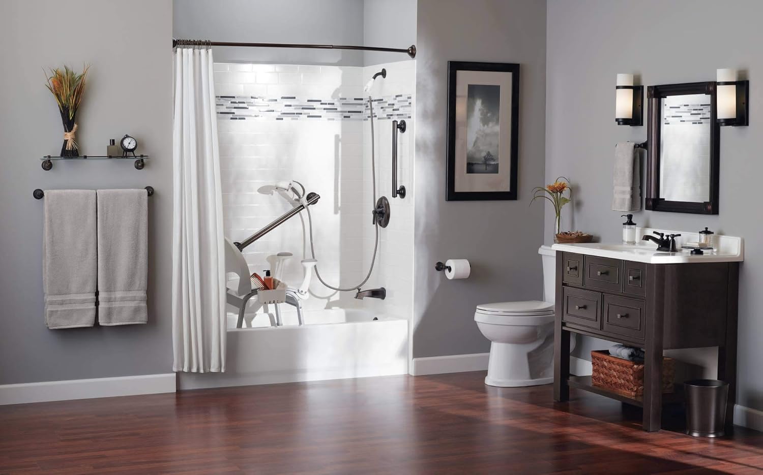 Moen Elegance Grab Bar  24  Old World Bronze  W/grip Pads