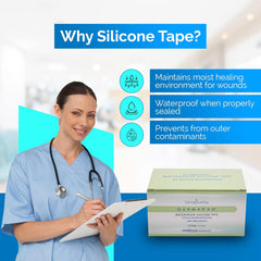 Waterproof Medical Tape DermaPro White 1 Inch X 5 Yard Silicone NonSterile | 12RL/Box