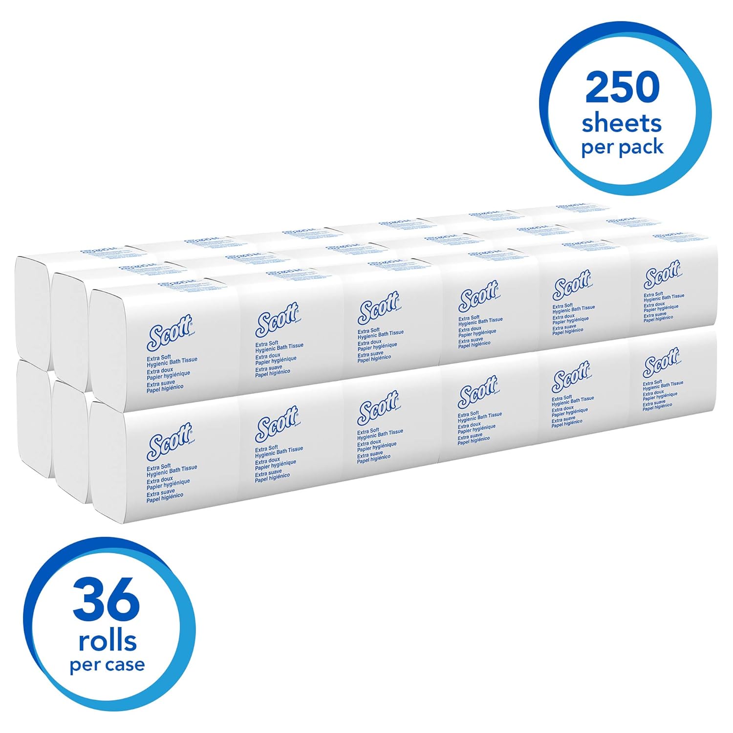 Toilet Tissue Scott Control HBT White 2-Ply Standard Size Folded 250 Sheets 4-1/2 X 8-1/10 Inch, Packaging Type- Case