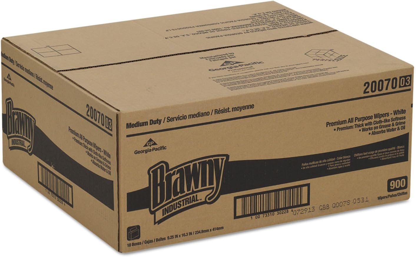 Task Wipe Brawny Industrial Medium Duty White NonSterile Double Re-Creped 9-1/4 X 16-3/10 Inch Disposable,  Packaging Type- Case