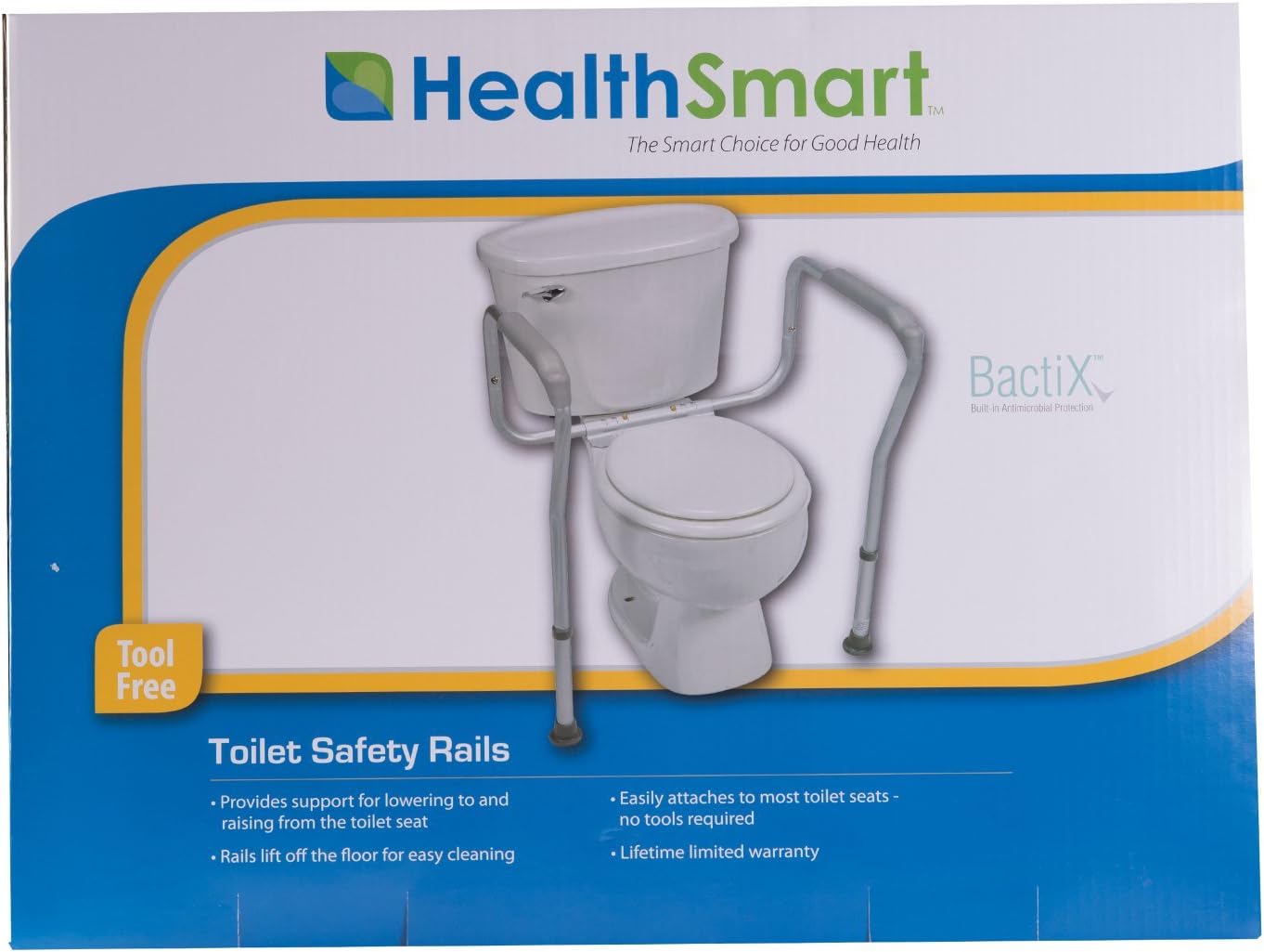 Toilet Safety Rail HealthSmart White / Silver Aluminum,  Packaging Type- Each