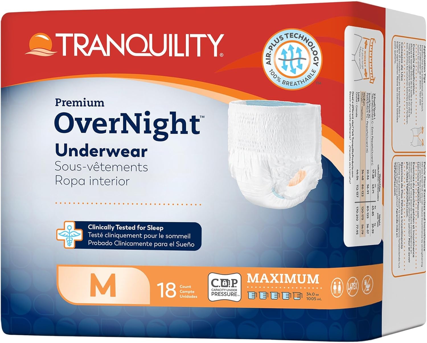 Unisex Adult Absorbent Underwear Tranquility Premium OverNight Pull On with Tear Away Seams Medium Disposable Heavy Absorbency, Packaging Type- Case