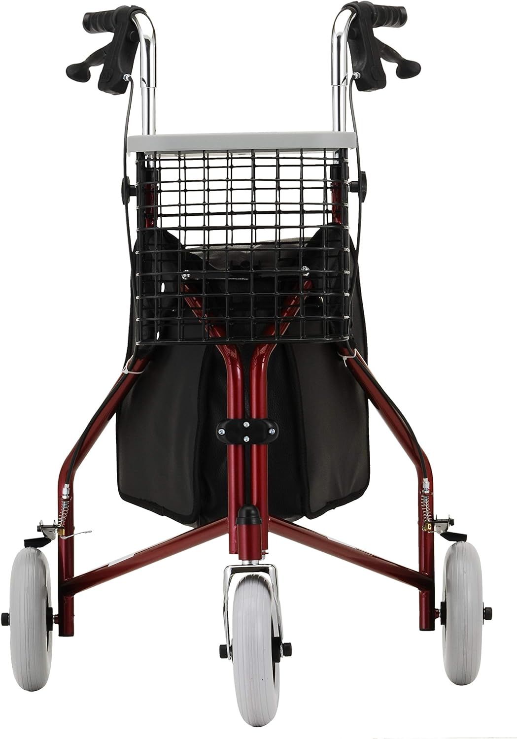 3 Wheel Rollator Traveler Red Adjustable Height / Folding Aluminum Frame, Packaging Type- Each