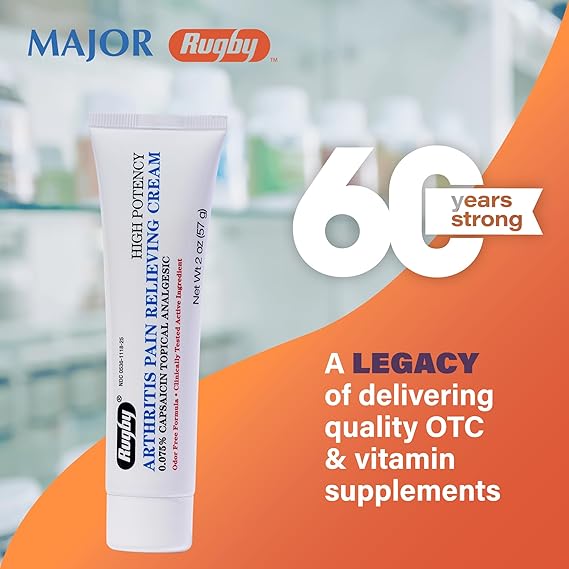 Topical Pain Relief Major 0.075% Strength Capsaicin Cream 2 oz.,Packaging Type- Each