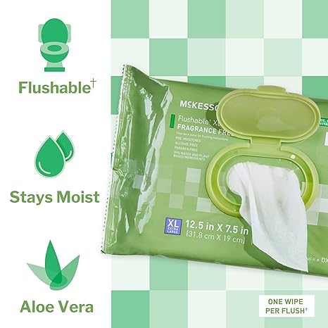 Flushable Personal Wipe McKesson Soft Pack Scented 96 Count, Packaging Type- Case