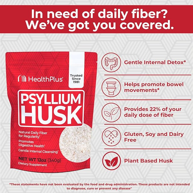 Health Plus - Pure Psyllium Husk - 12 Oz