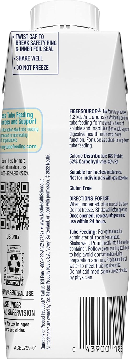 Tube Feeding Formula Fibersource HN Unflavored Liquid 250 mL Carton, Packaging Type- Case