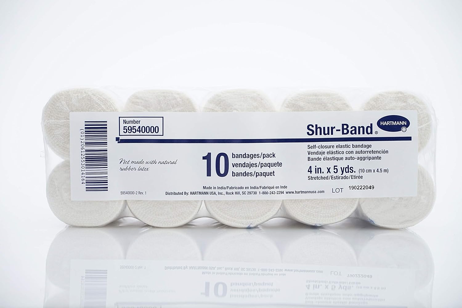Elastic Bandage Shur-Band LF 4 Inch X 5 Yard Single Hook and Loop Closure Natural NonSterile Standard Compression, Packaging Type- Case