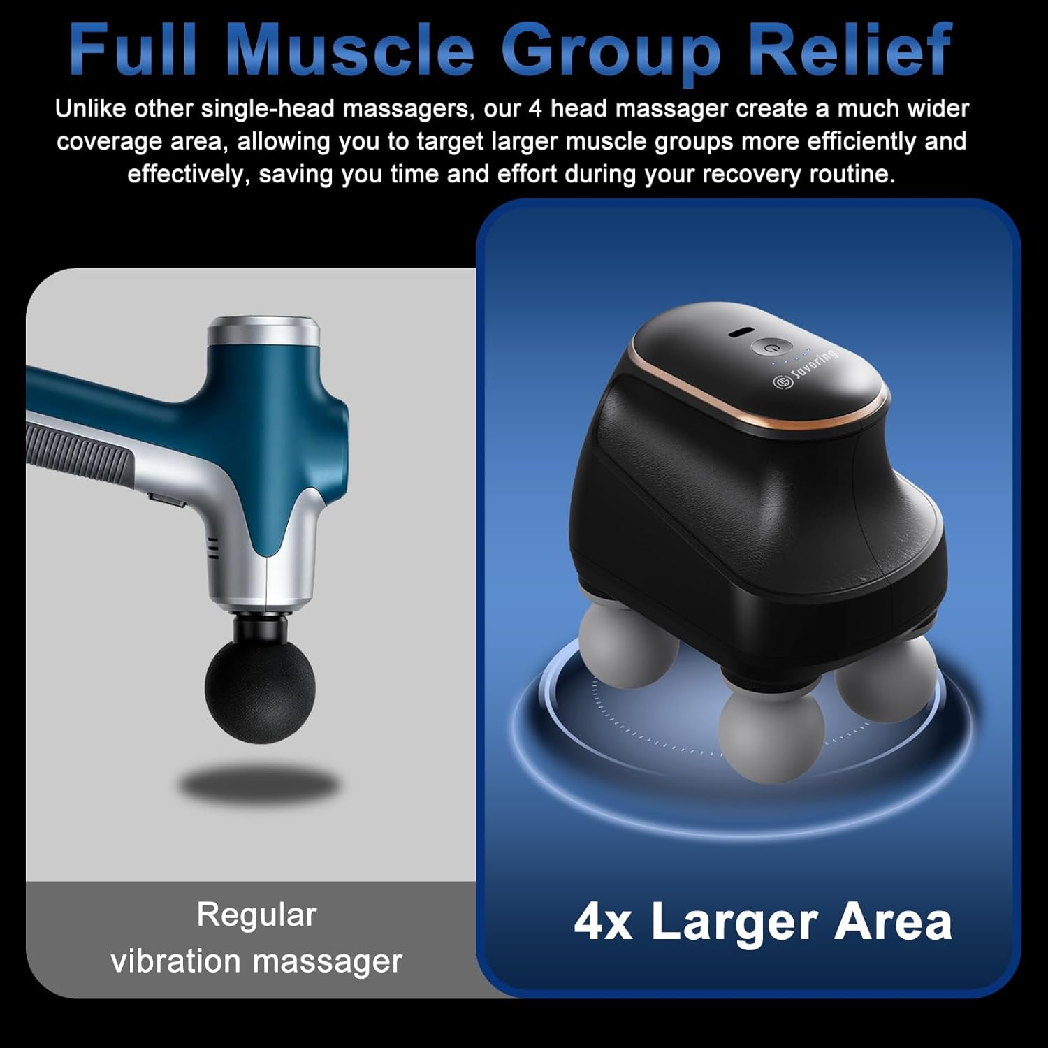4 Head Massage Gun Deep Tissue, Mini Percussion Muscle Massage Gun for Pain Relief, Portable Electric Muscle Massager with 5 Speeds, 3 Attachments, USB Rechargeable - Ideal Gift for Men & Women