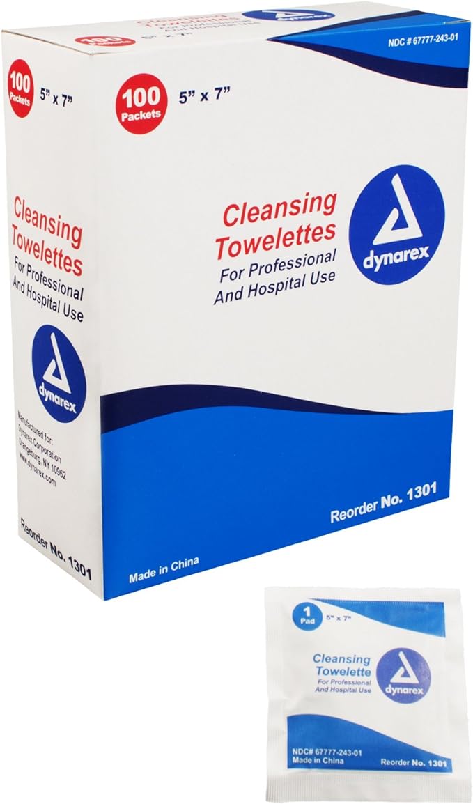 Antiseptic Skin Towelette Dynarex Individual Packet Scented 100 Count