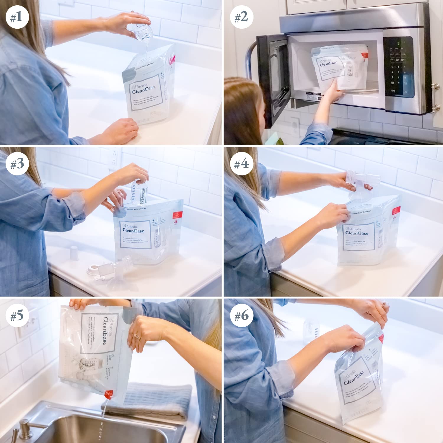Microwaveable Steam Sanitizing Bags Ameda Clean Ease For Breast Pump Parts