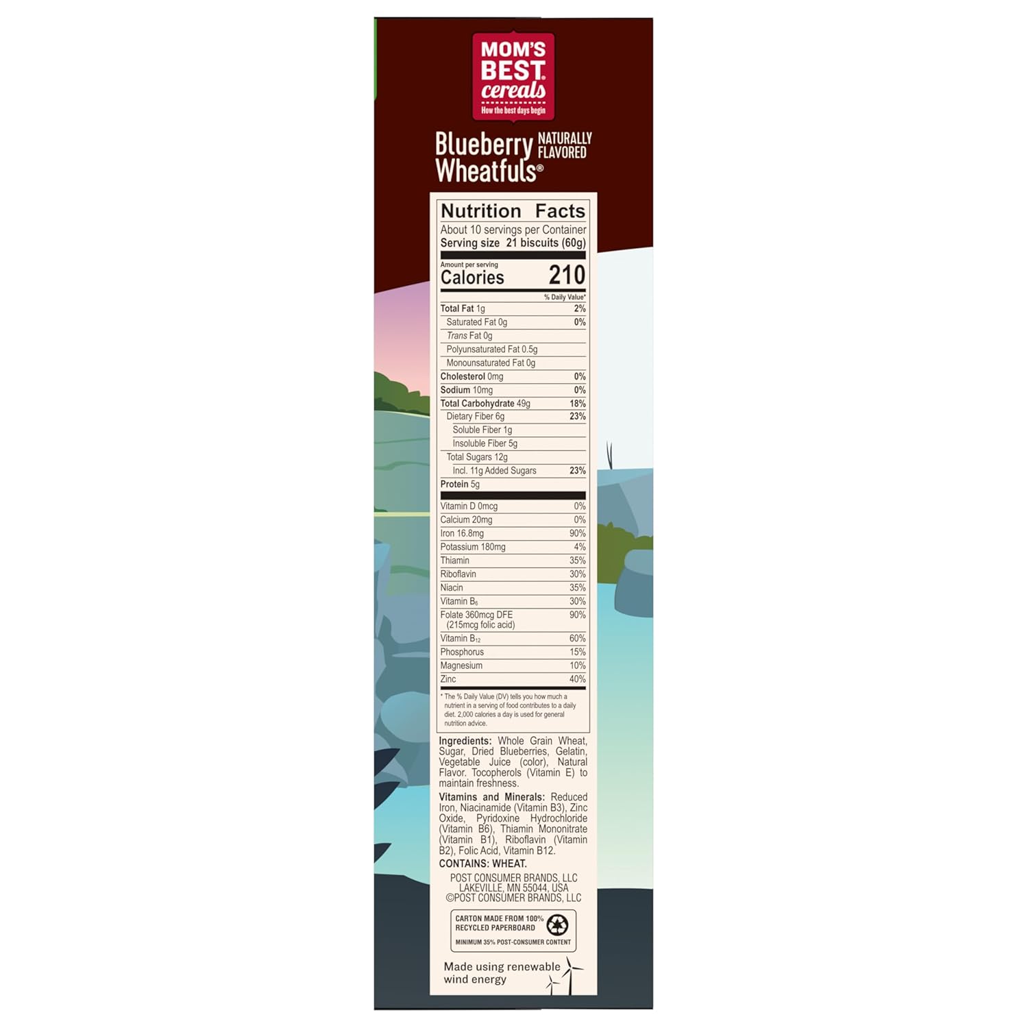 Mom's Best Cereal® Lightly Sweetened Whole Wheat Cereal Blueberry Wheatfuls - Case Of 12 - 22 Oz