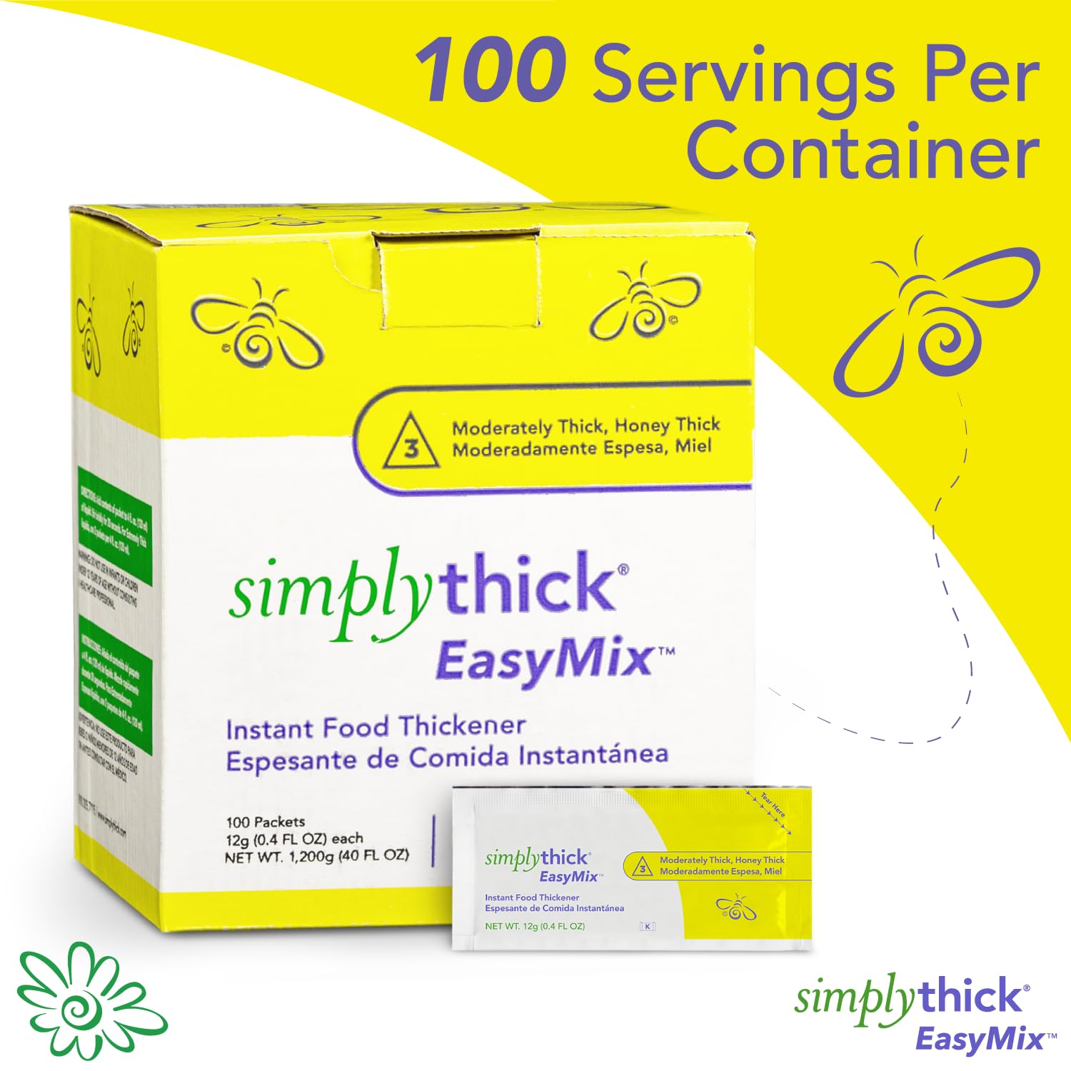 Food and Beverage Thickener SimplyThick Easy Mix 12 Gram Individual Packet Unflavored Gel IDDSI Level 3 Moderately Thick/Liquidized, Packaging Type- Box