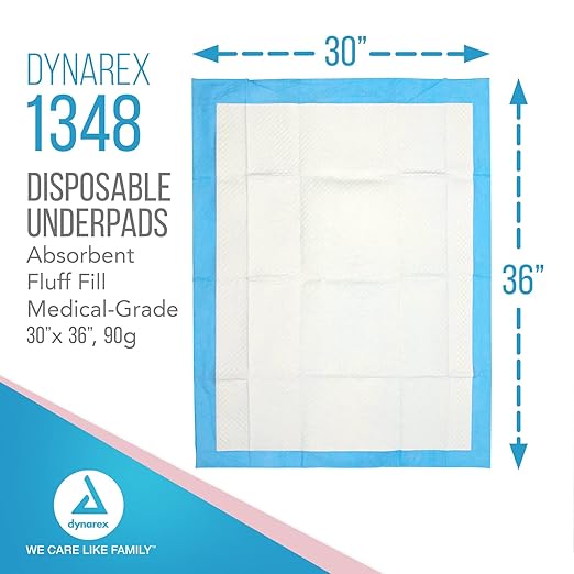 Disposable Underpad Dynarex 30 X 36 Inch Fluff / Polymer Heavy Absorbency, Packaging Type- Case