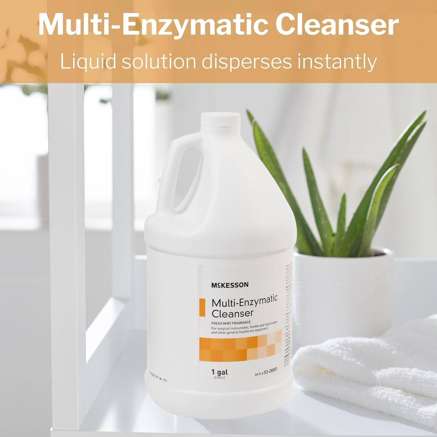 Multi-Enzymatic Instrument Detergent McKesson Liquid 1 gal. Jug Fresh Mint Scent, Packaging Type - Each