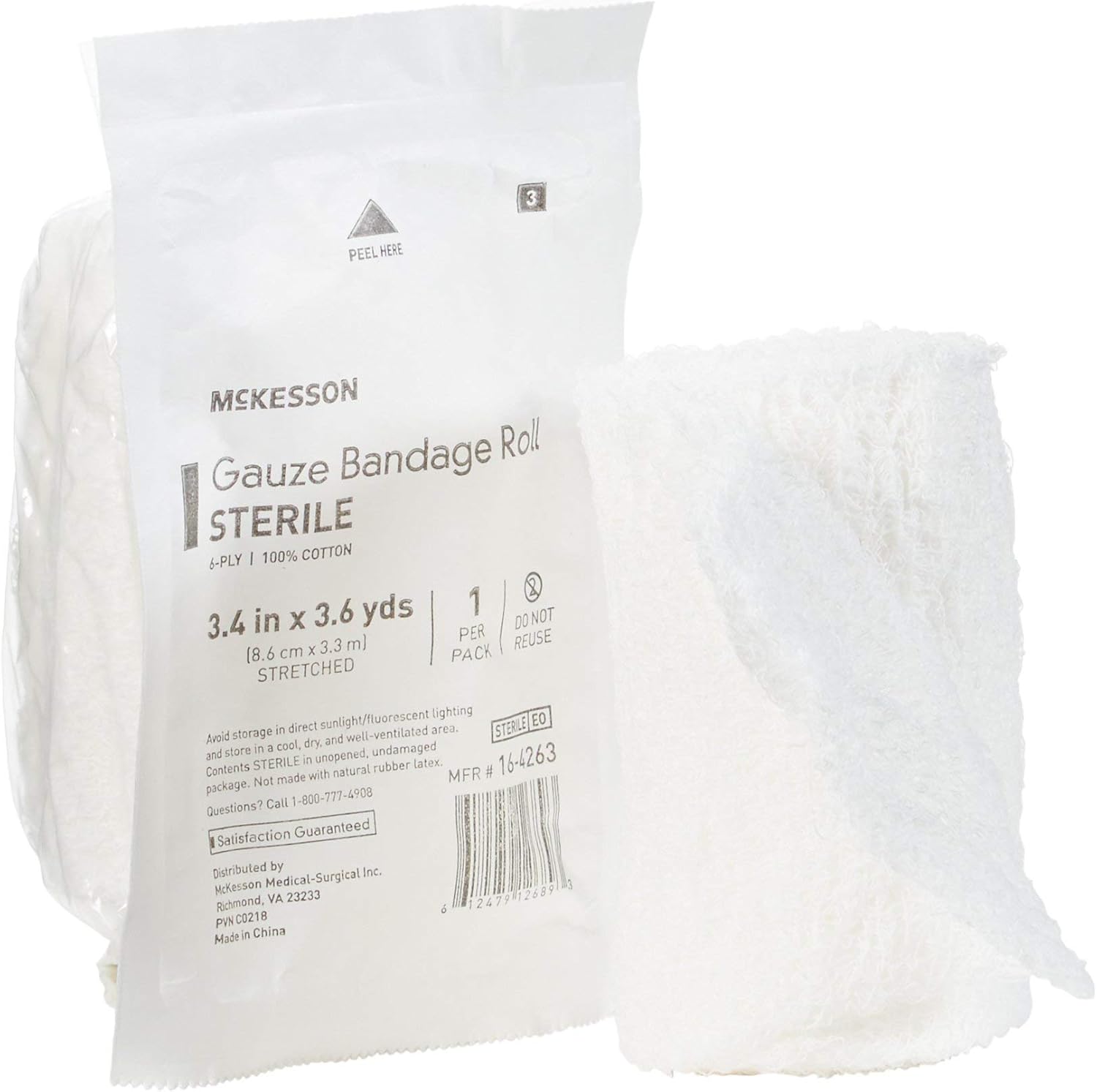 Fluff Bandage Roll McKesson 3-2/5 Inch X 3-3/5 Yard 6-Ply Roll Shape NonSterile 96 per Case,Packaging Type- Each