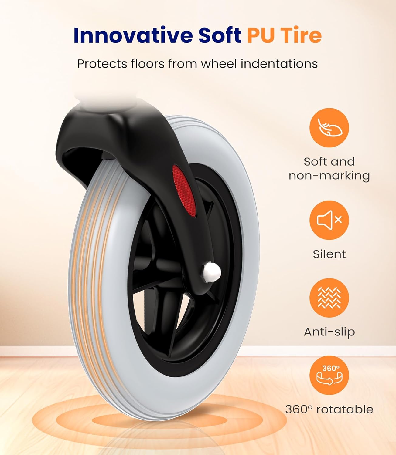 VOCIC Z32 Slim Foldable Indoor Rollator– Lightweight Indoor Walker with 360degree Wheels, Non-Slip Tires & 110kg Capacity
