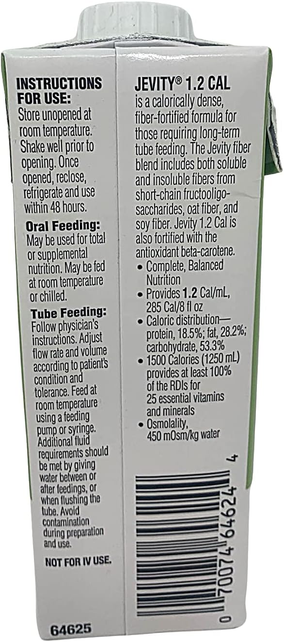 Tube Feeding Formula Jevity 1.2 Cal with Fiber Unflavored Liquid 8 oz. Reclosable Carton,Packaging Type- Each