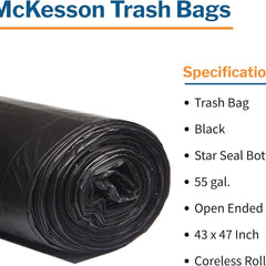 Trash Bag McKesson 56 gal. Black LLDPE 1.5 mil 43 X 47 Inch Star Seal Bottom Coreless Roll, Packaging Type- Case