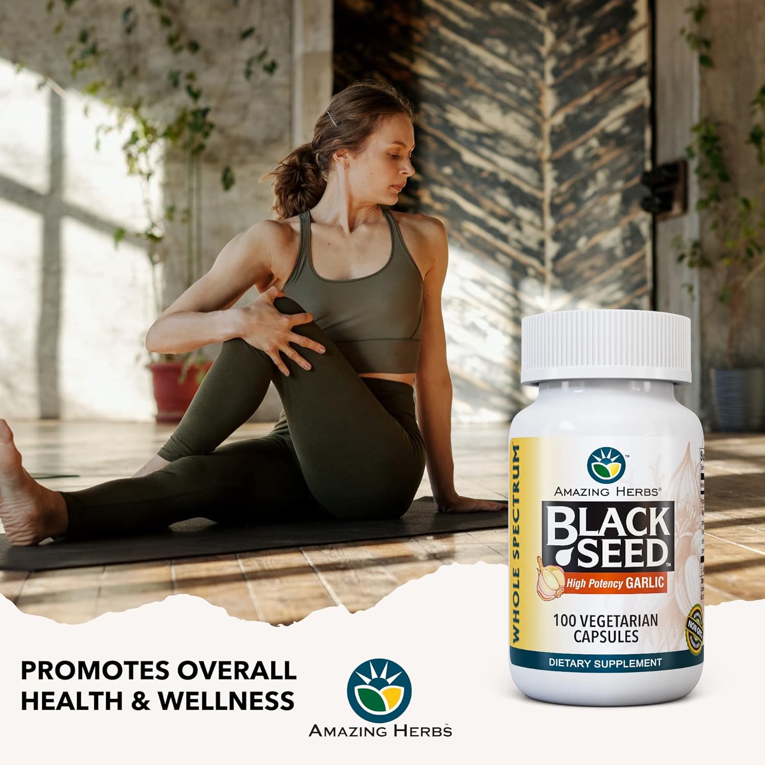Amazing Herbs - Black Seed And Garlic - 100 Capsules