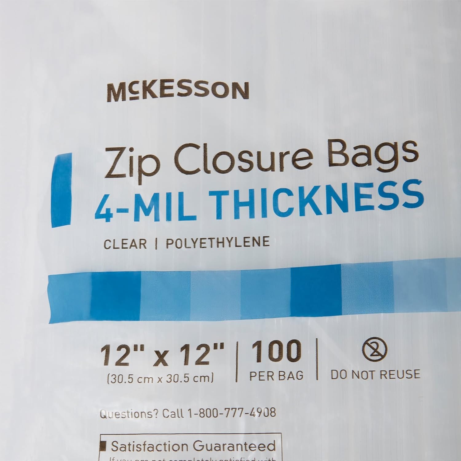 Reclosable Bag McKesson 12 X 12 Inch Polyethylene Clear Zipper Closure, Packaging Type- Case