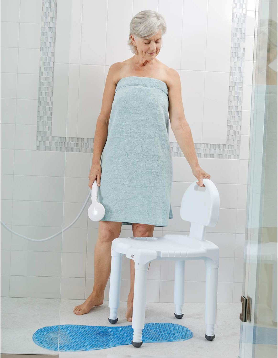 Bath Bench Carex Without Arms Plastic Frame With Backrest 21 Inch Seat Width 400 lbs. Weight Capacity