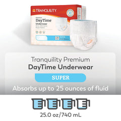 unisex adult absorbent underwear tranquility premium daytime pull on with tear away seams 2x large disposable heavy absorbency packaging type case