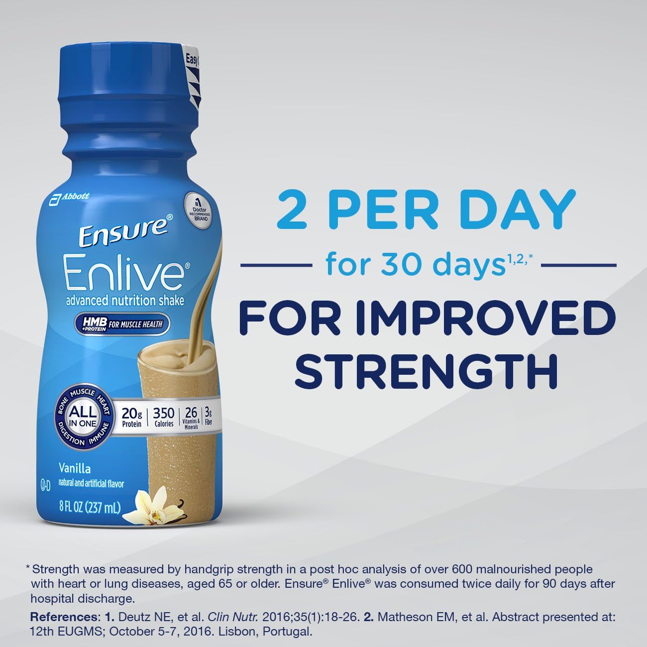 Oral Supplement Ensure Enlive Advanced Therapeutic Nutrition Shake Vanilla Flavor Liquid 8 oz. Bottle