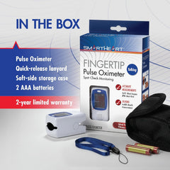 SmartHeart Talking Pulse Oximeter | Audible Result Announcement | Blood Oxygen Saturation | Complete System Monitor Lanyard and Batteries | Portable Spot-Check Monitoring