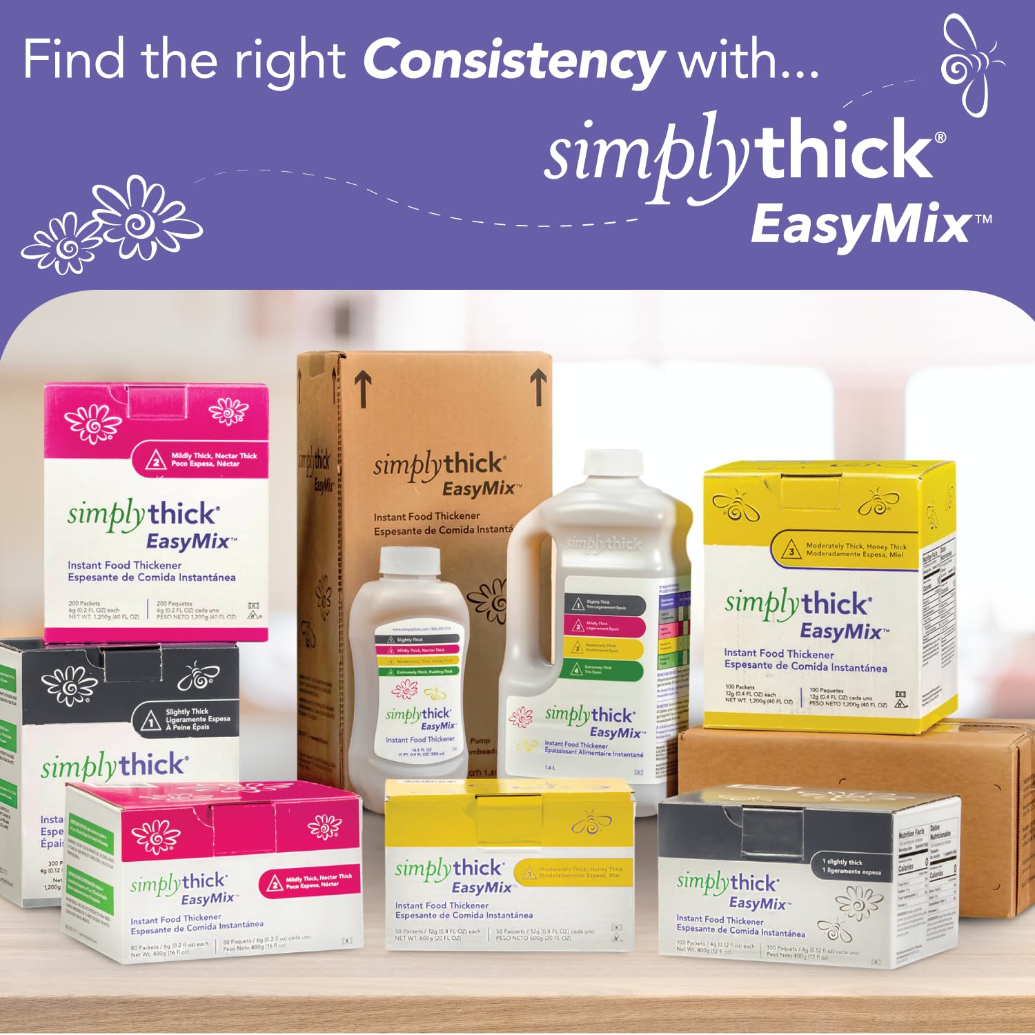Food and Beverage Thickener SimplyThick Easy Mix 12 Gram Individual Packet Unflavored Gel IDDSI Level 3 Moderately Thick/Liquidized, Packaging Type- Box