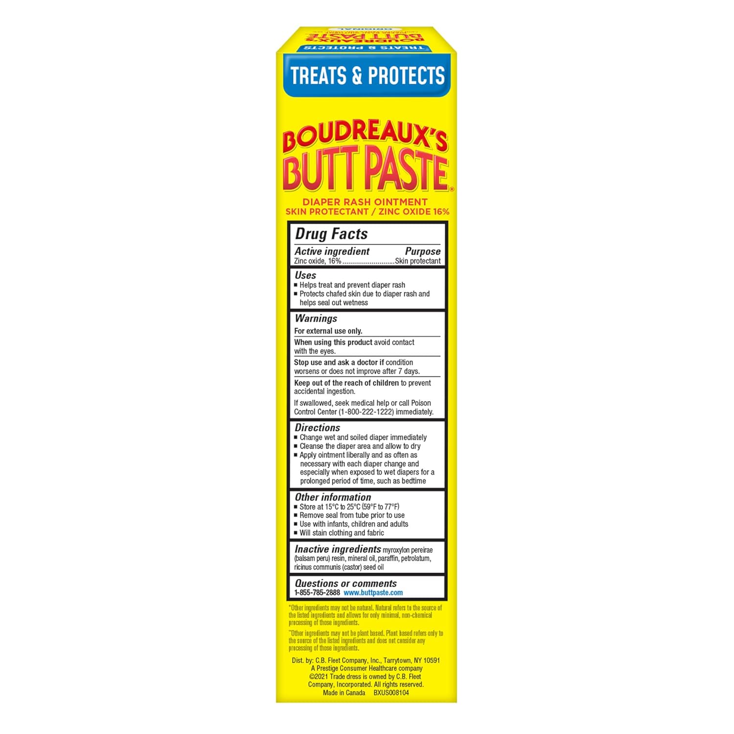 Diaper Rash Treatment Boudreaux's Butt Paste 4 oz. Tube Scented Cream,Packaging Type- Each