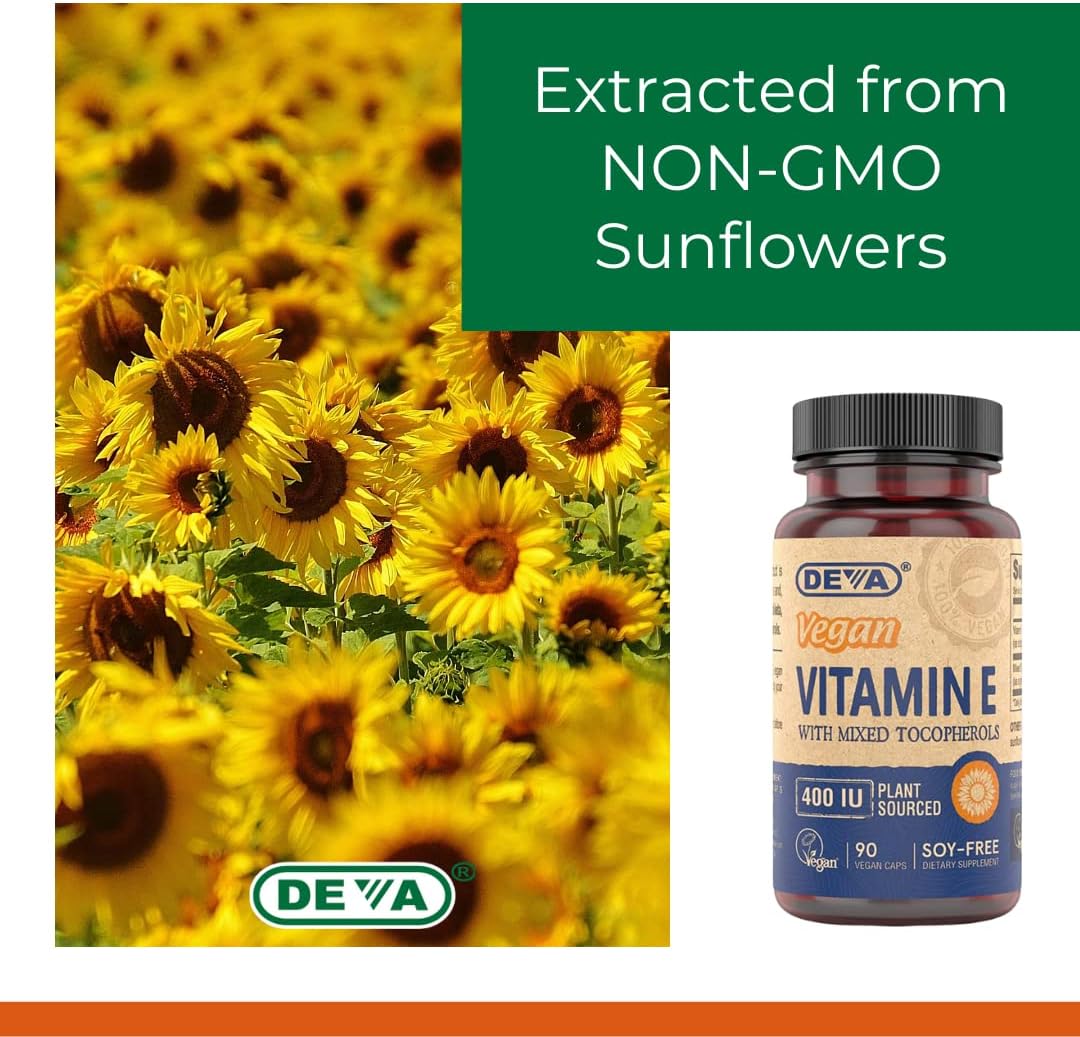 Deva Vegan Vitamins - Vitamin E With Mixed Tocopherols - 400 Iu - 90 Vegan Capsules