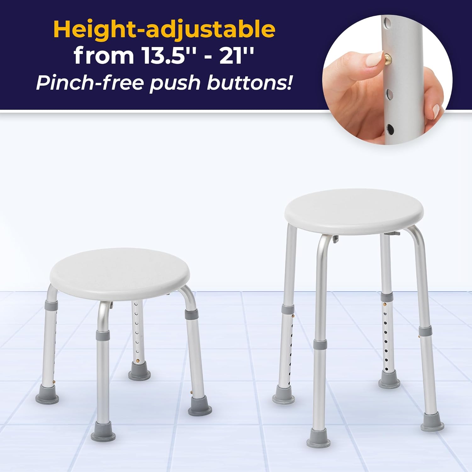 Bath Stool  - Round  White By Drive