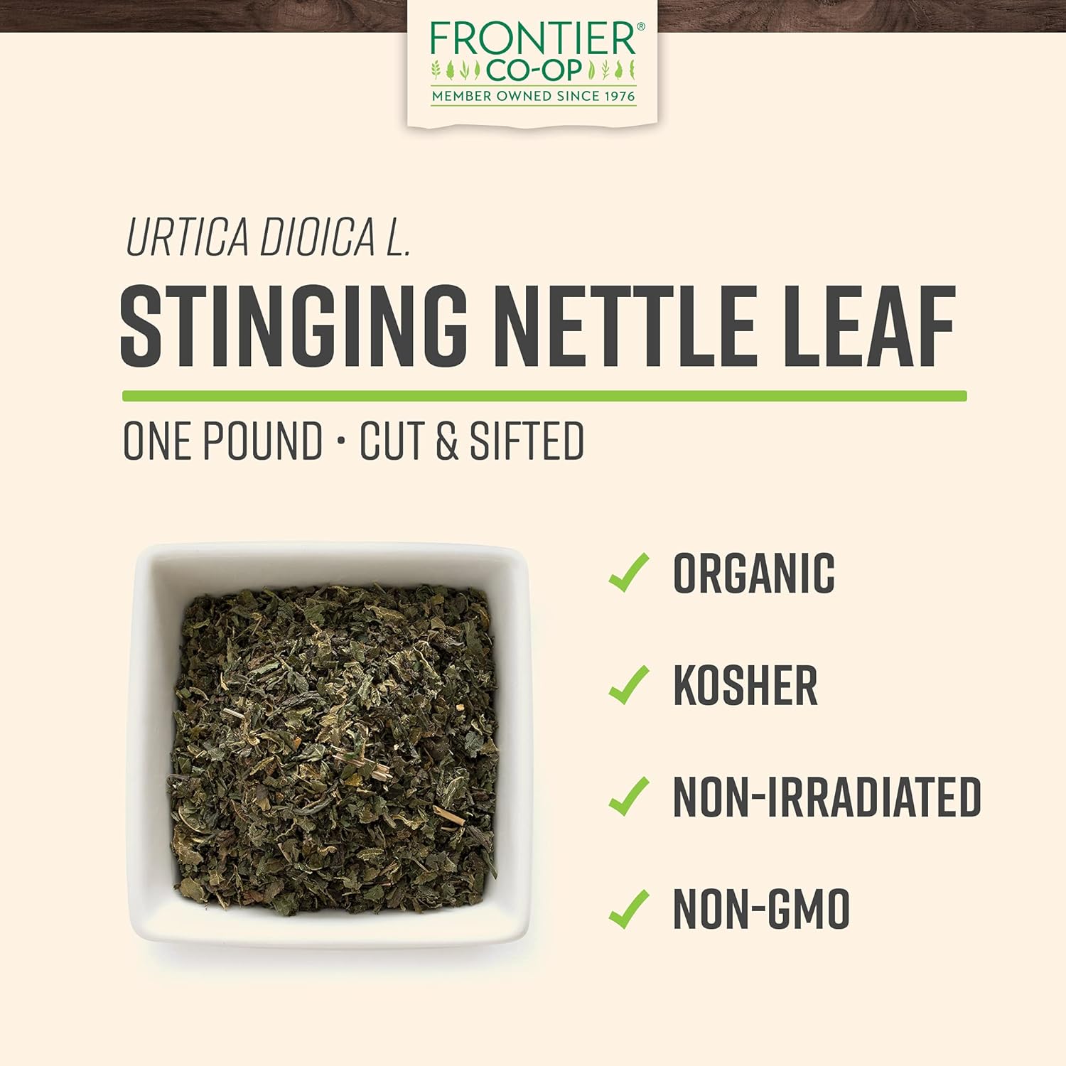 Frontier Herb Nettle Leaf Cut & Sifted - Single Bulk Item - 1lb