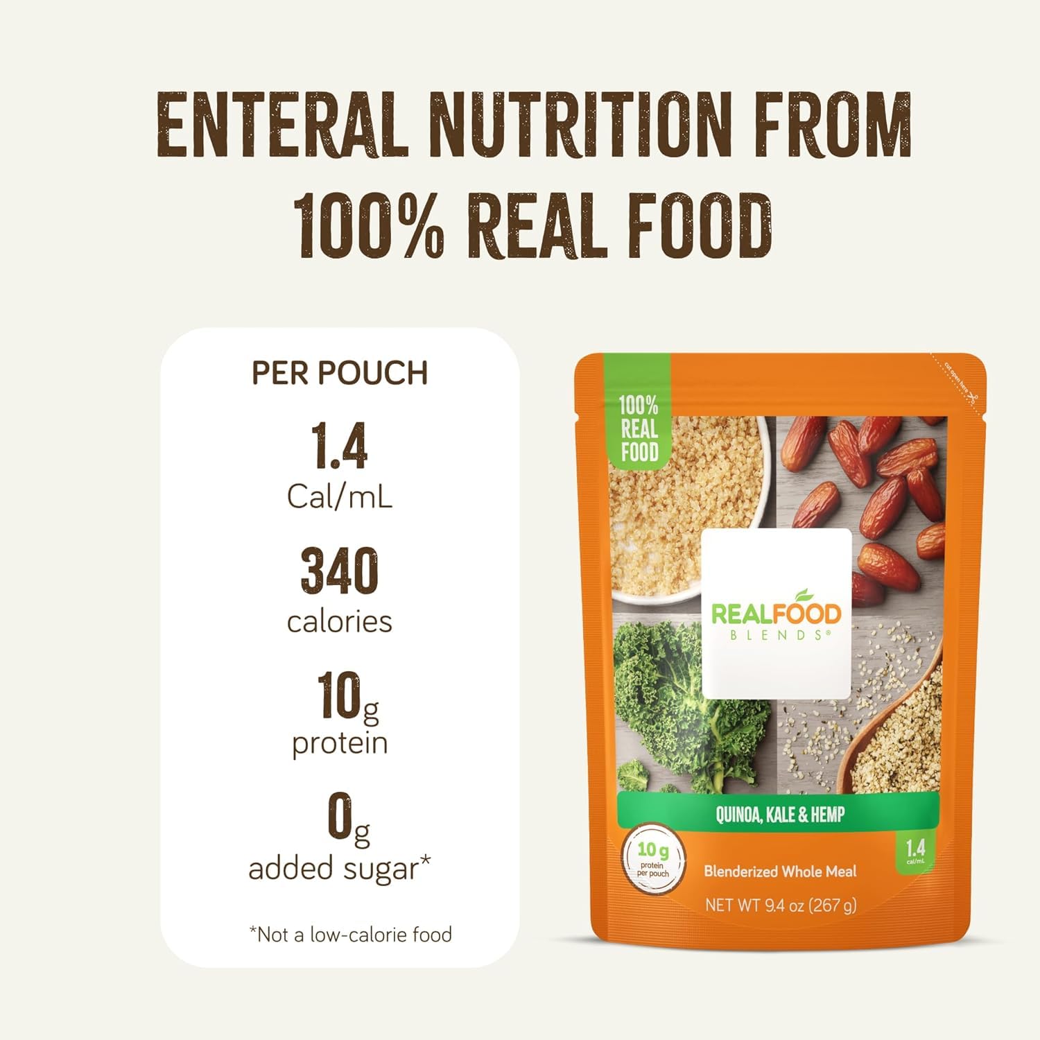 Tube Feeding Formula Real Food Blends Quinoa / Kale / Hemp Flavor Liquid 9.4 oz. Pouch,Packaging Type- Each