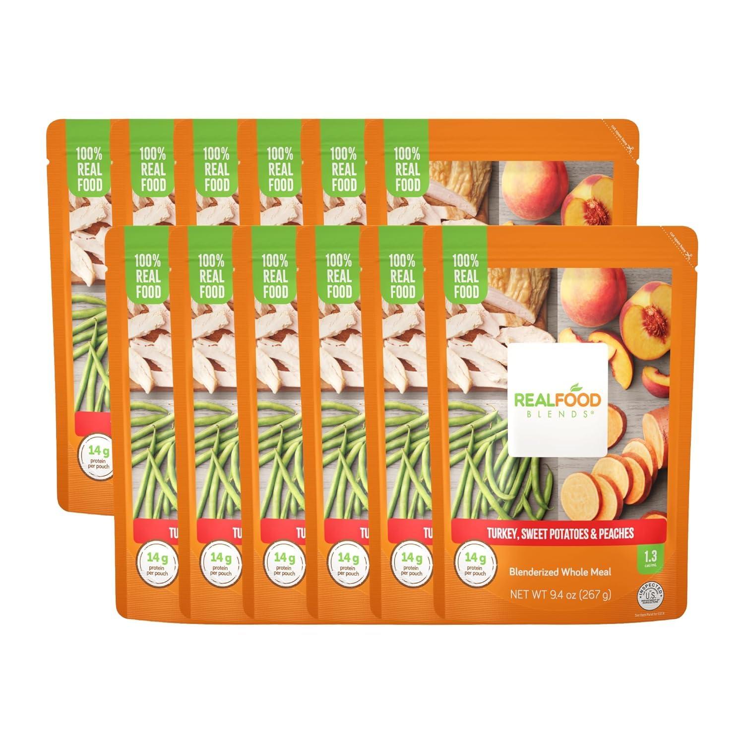 Tube Feeding Formula Real Food Blends Turkey / Sweet Potatoes / Peaches Flavor Liquid 9.4 oz. Pouch,Packaging Type- Each