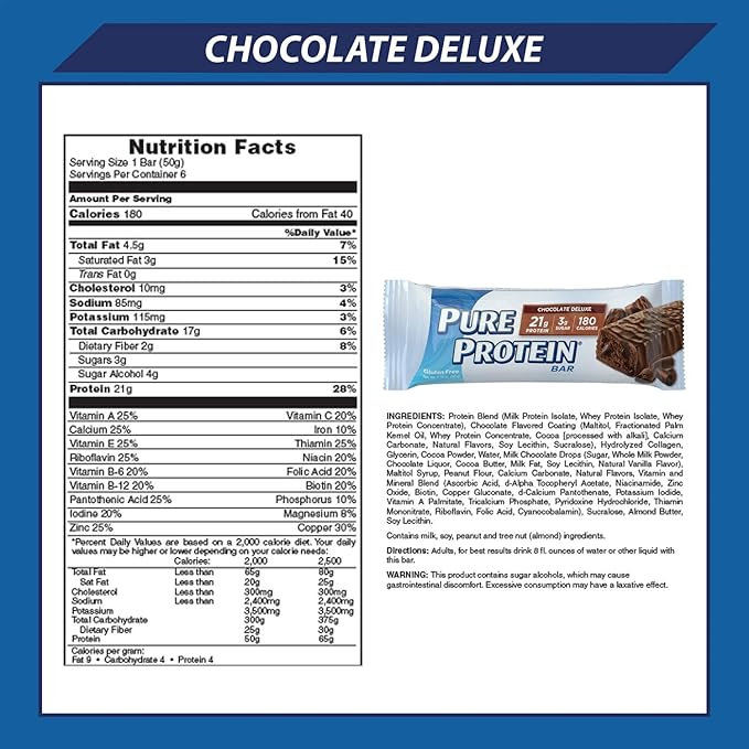 Pure Protein Bar - Chocolate Deluxe - Case Of 6 - 50 Grams