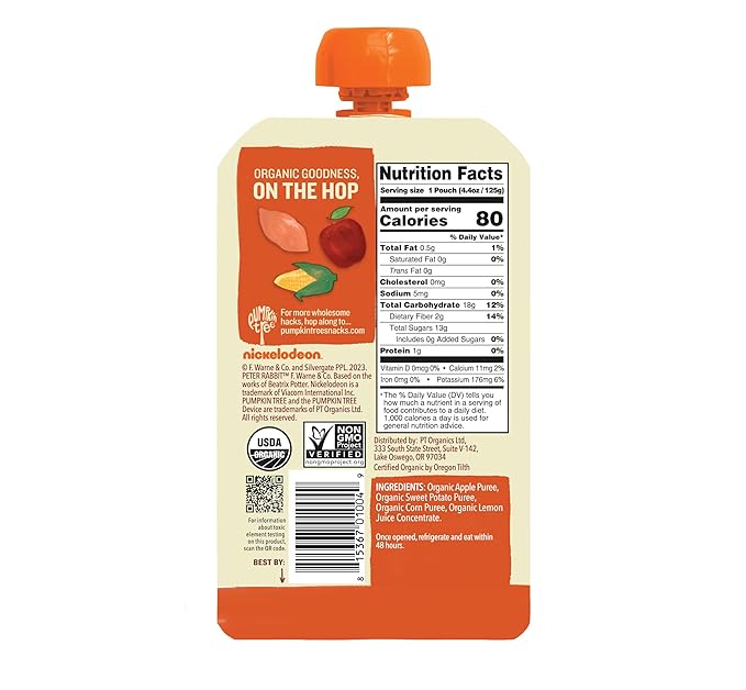 Peter Rabbit Organics Veggie Snacks - Sweet Potato Corn And Apple - Case Of 10 - 4.4 Oz.