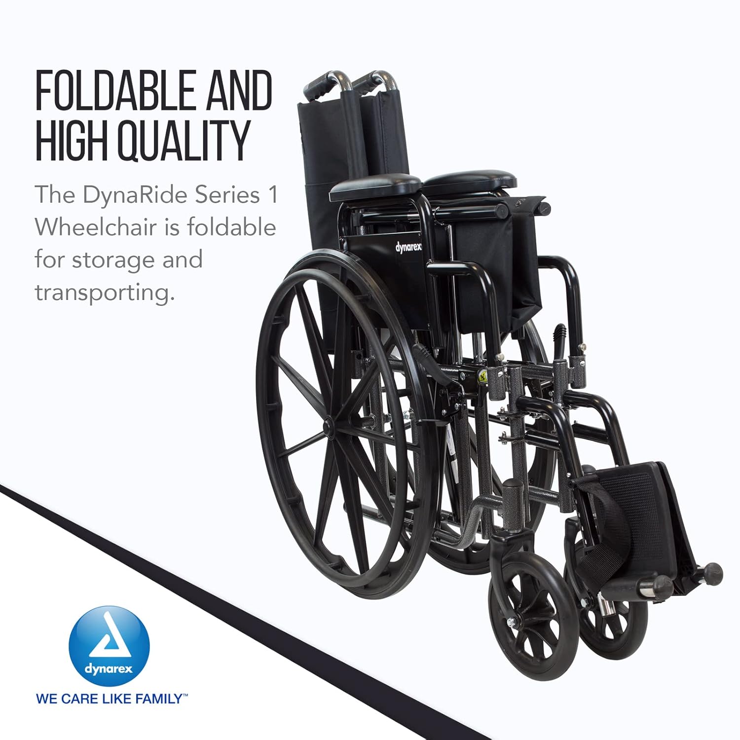 Dynarex DynaRide Series 1 Wheelchair with Detachable and Fixed Full Desk Arms is Lightweight, Foldable & Comfortable, Weight Capacity of 300 Pounds, Silver, 1 DynaRide Series 1 Wheelchair with Detachable and Fixed Desk Arms