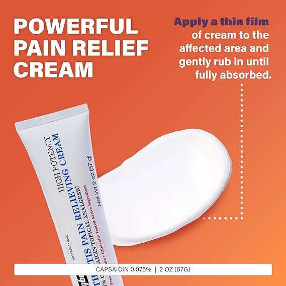 Topical Pain Relief Major 0.075% Strength Capsaicin Cream 2 oz.,Packaging Type- Each