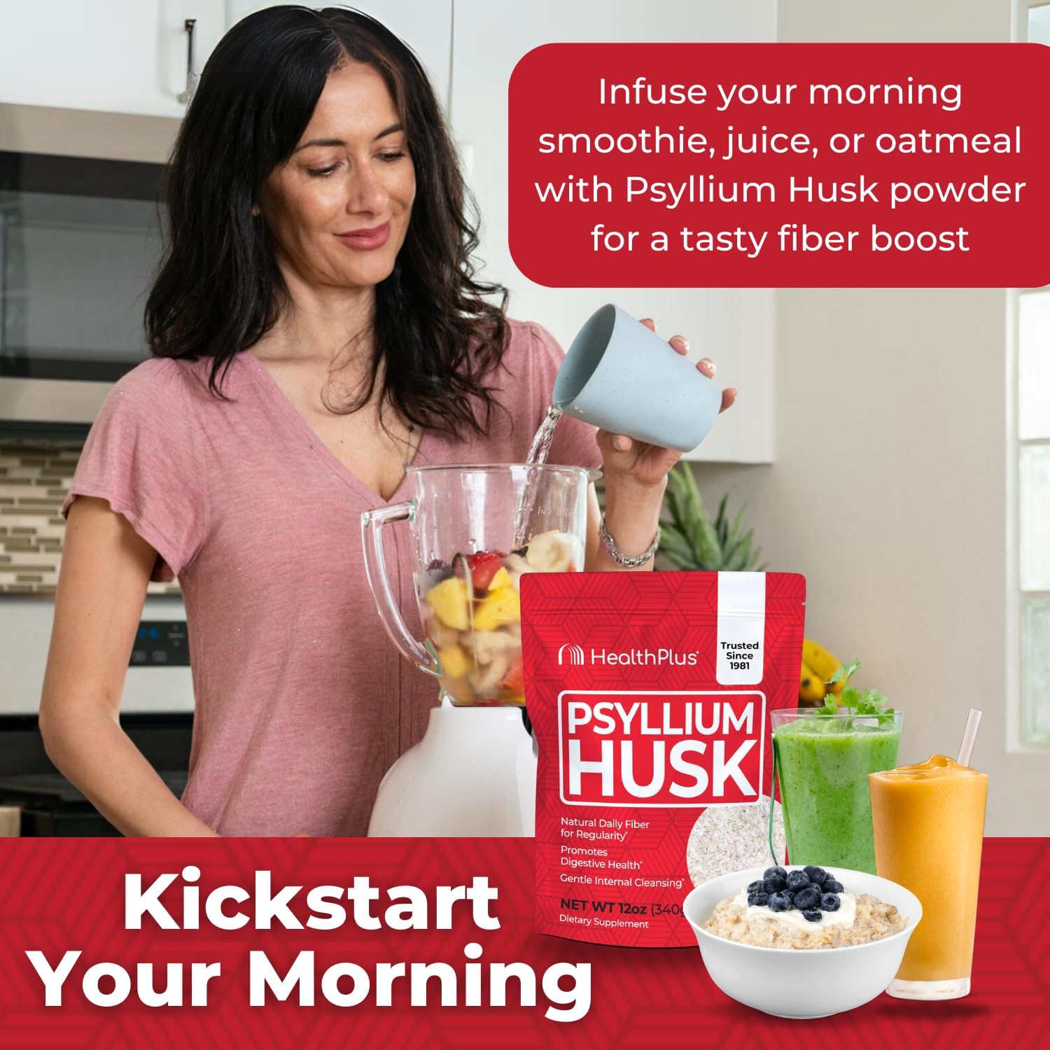 Health Plus - Pure Psyllium Husk - 12 Oz