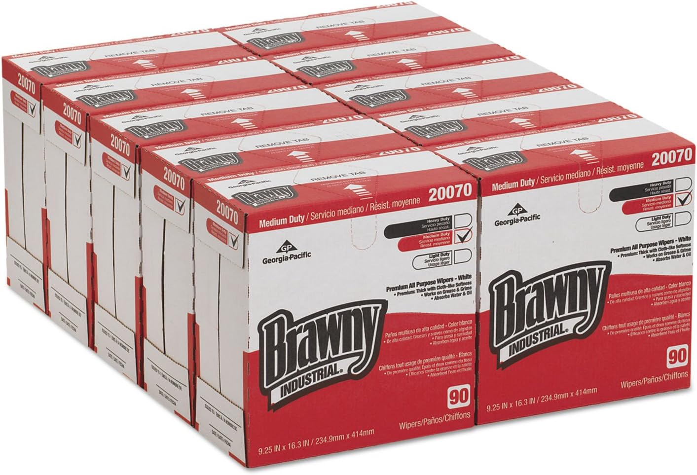 Task Wipe Brawny Industrial Medium Duty White NonSterile Double Re-Creped 9-1/4 X 16-3/10 Inch Disposable,  Packaging Type- Case
