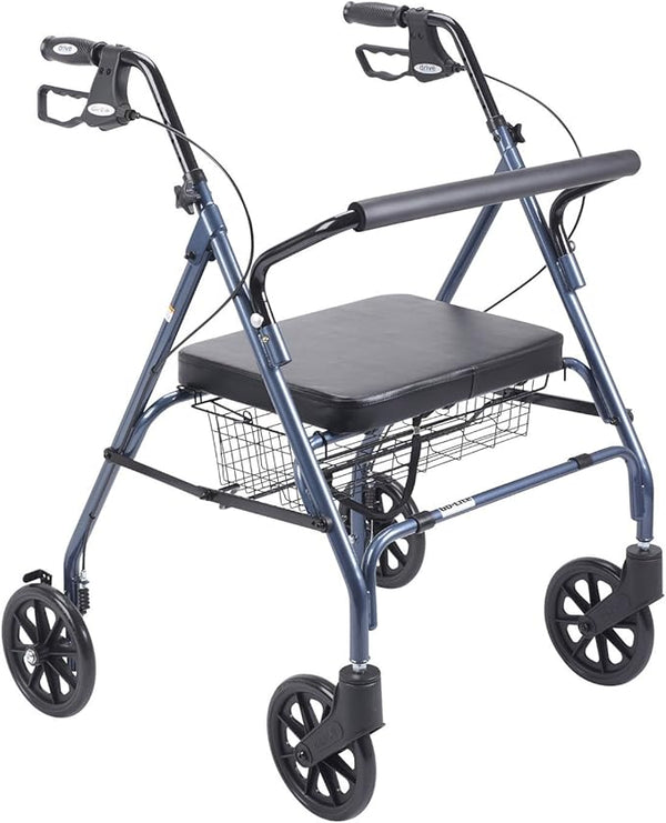 Drive Medical Rollator For Seniors and Elders, Wheel size With Height Adjustable, Black Color, Foldable ,11053a