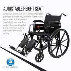 Dynarex DynaRide S3 X-Lite Wheelchair with Fixed desk arm, Elevating Leg rest, FR ,8inch Front 24" Back Wheels ,300lbs Capacity