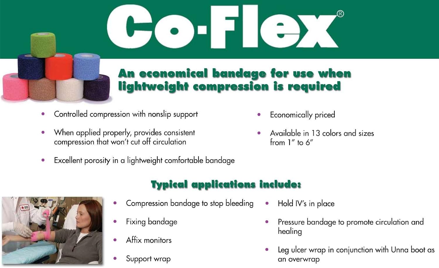 Cohesive Bandage CoFlex NL 2 Inch X 5 Yard Self-Adherent Closure Neon Pink / Blue / Purple / Light Blue / Neon Green / Red NonSterile 12 lbs. Tensile Strength, Packaging Type- Case